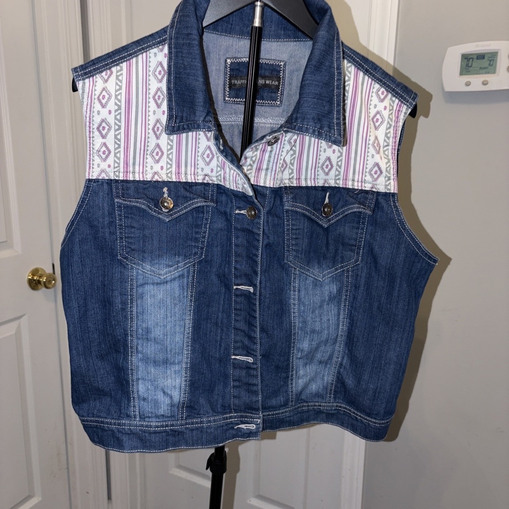 Traffic Jeans‎ Wear XL Vest Geometrical Tribal Print Yoke Boho Cowgirl Festival